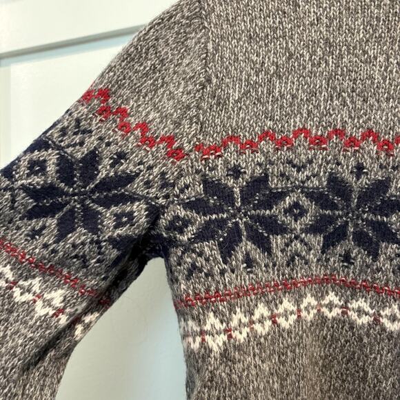Abercrombie & Fitch Sweater Mens Medium Gray Fair Isle Crewneck Nordic Knit - Picture 6 of 11